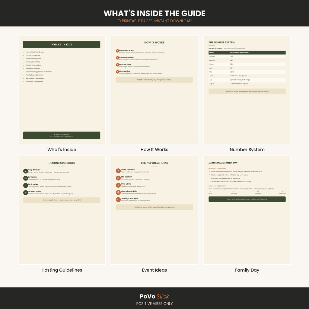 The Friends & Couples Supper Club Hosting Guide — Printable PDF